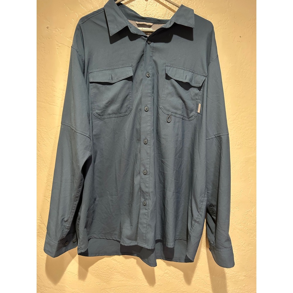 Columbia Mens Omni-Shade‎ Long Sleeve Button Up Shirt Blue Ripstop XL XM2815 222